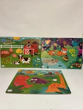 Chuckle & Roar Puzzle Lot of 3 – Farm Jungle Dinosaur – Toddler Preschool