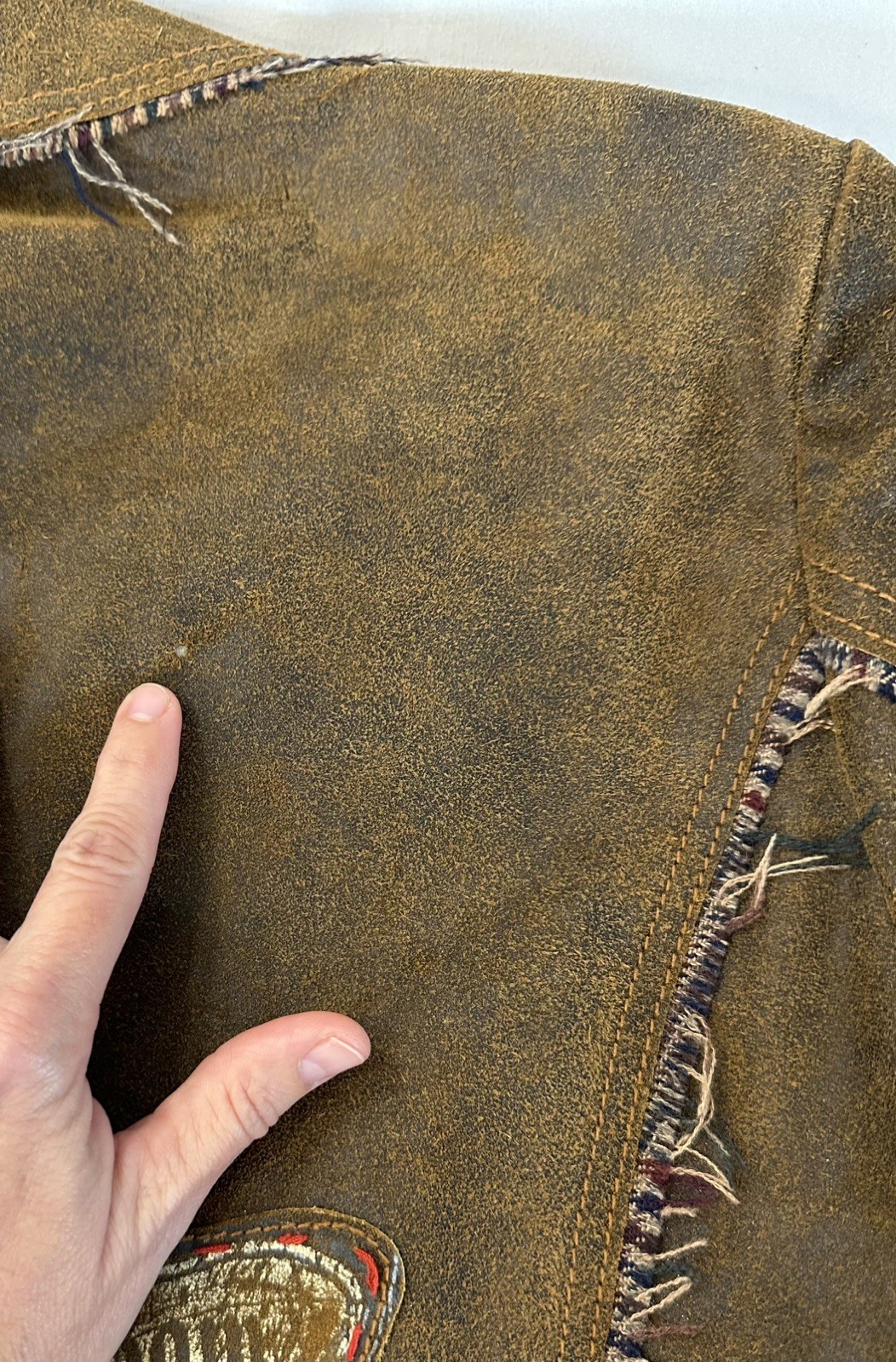 RAW Distressed Leather Blazer Patchwork Design Ra… - image 22