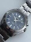 Seiko Kinetic Mens Blue Silver Tone Vintage Watch Date 5M62-0AV0 40mm 50M