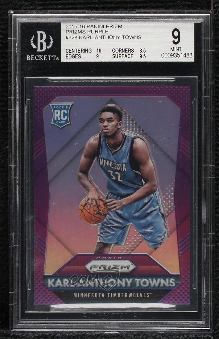 2015 Panini Prizm Rookies Purple 84/99 Karl-Anthony Towns #328 BGS 9 MINT 0y1d