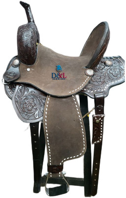 Horse Saddle White Stitched Leather Barrel Racing Wooden Tree Western Trail