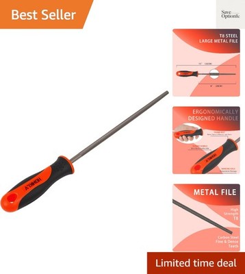 8 Inch Hand File with High Carbon Hardened Steel, Ergonomic Grip, Plastic Non...