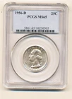 us coin 1956-D   pcgs  MS 65 silver Washington quarter..............C50037