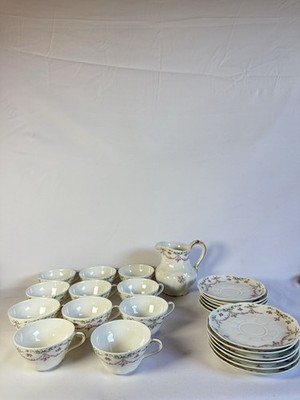 Altes Tee-/Kaffeeservice mit Blumenmotiven Brauer Chalons sur Marne Frankreich
