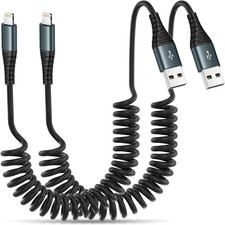 Coiled Lightning Cable 3FT 2 Pack Mfi Certified Car Iphone Charger Cable Usb to