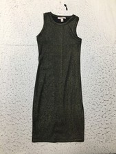 Forever 21 Contemporary Tank Dress Womens S Small Black Gold Metallic Racerback