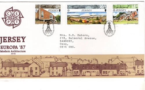 1987 JERSEY - EUROPA : MODERN ARCHITECTURE FDC FROM COLLECTION N49