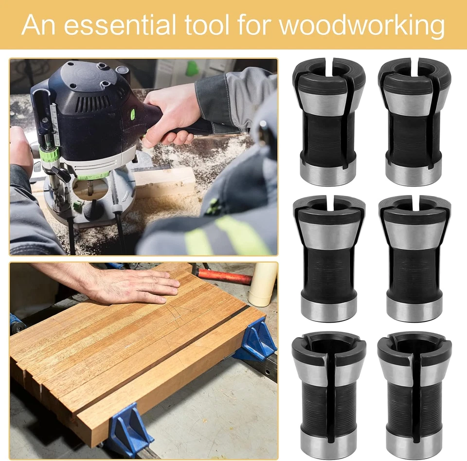 6 Pieces Collet Adapter, Steel Router Collet 6Mm 6.35Mm 8Mm Chuck Milling  - Image 4 of 4