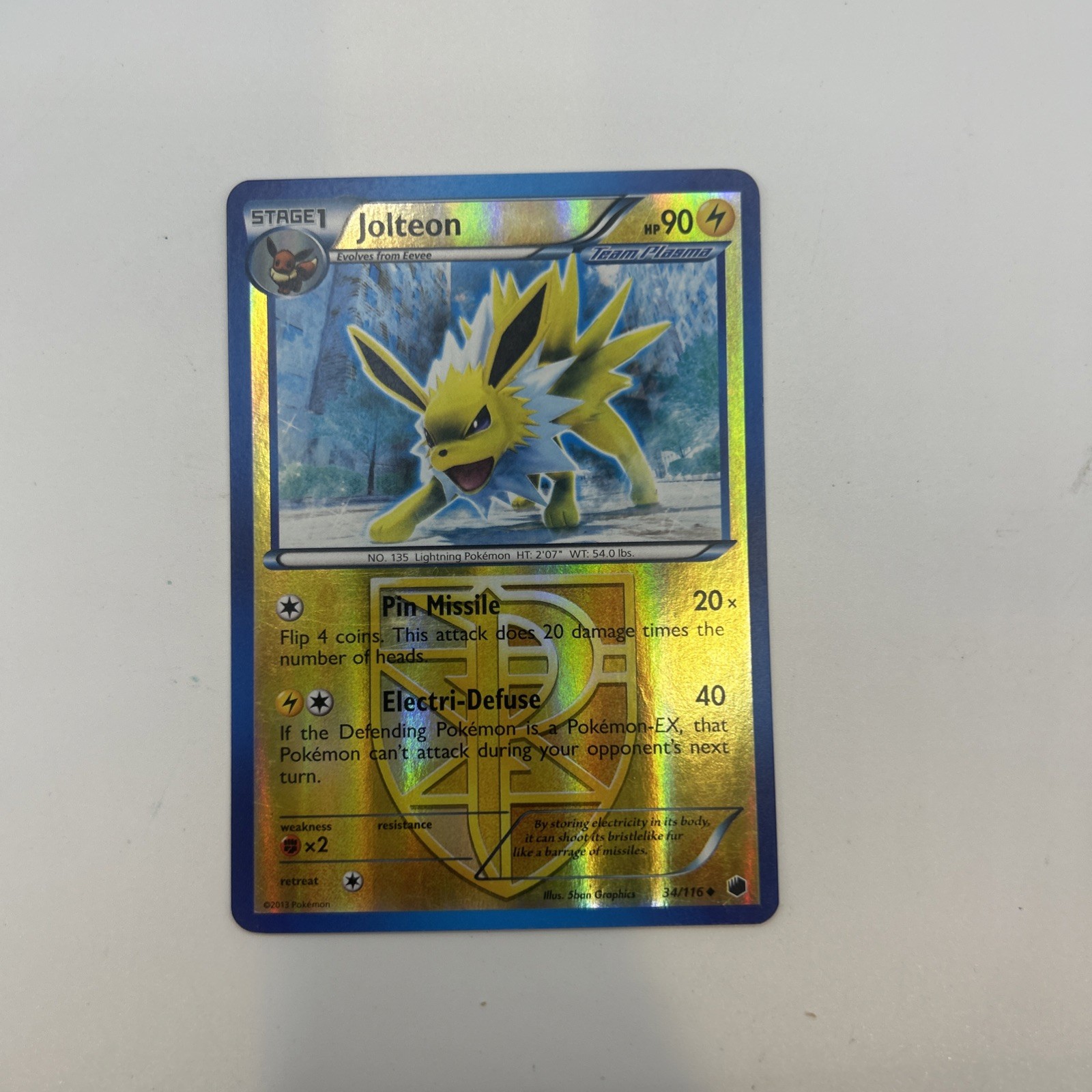 Jolteon (Team Plasma) 34/116 Plasma Freeze Reverse Holo