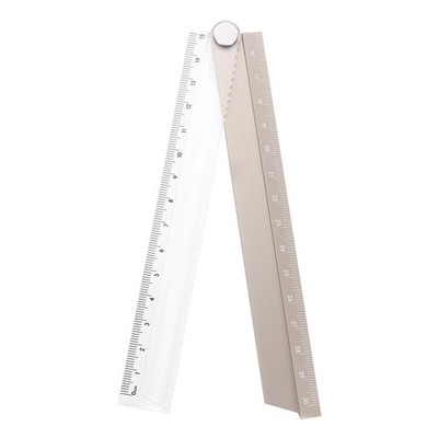 Folding Straight Ruler 30cm Metric Aluminum Alloy Protractor Gold Tone