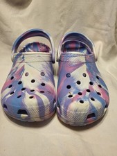 Crocs Classic Clog Unisex Kids US 5 Tie Dye Pink/Blue/White Slip-On