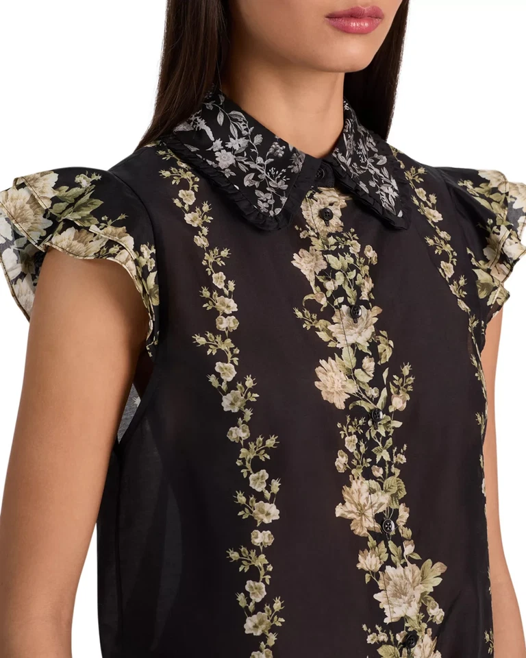 ALICE & OLIVIA (L )MARTEL FREE FALLING FLUTTER SLEEVE TOP NWT MSRP $330 - Image 4 of 4