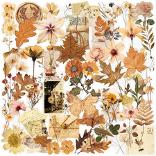 50Pcs Vintage Dried Flower Stickers, Waterproof Retro Botanical Stickers for Jou