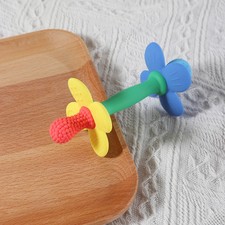 New 2 in 1 Baby Silicone Flower Teether - Safe  Soft Chewing Toy