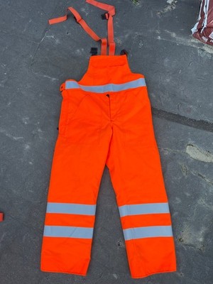 ARBEITSHOSE LATZHOSE HOSE ARBEIT SICHERHEITSHOSE ORANGE MIT REFLEKTOR BERLIN NEU