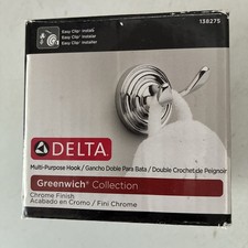 Delta Greenwich multi-purpose Double Towel Hook in Chrome NEW in box
