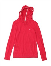 NIKE Womens Hoodie Jumper UK 8 Small Pink Cotton CV08