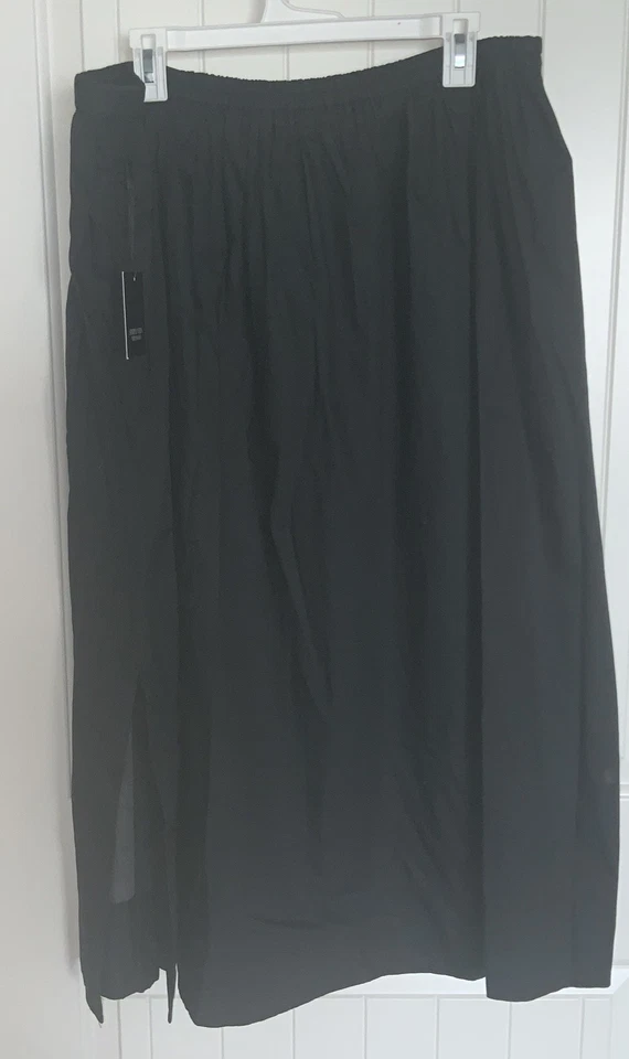 ¡NUEVO CON ETIQUETAS! Falda larga negra para mujer Simply Vera Wang talla XXL con flores/bolsillos/aberturas Foto 2 de 4