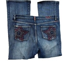 Vintage Pepe Jeans London Flare Size 18 Blue Denim Rhinestone Star Pocket Y2K