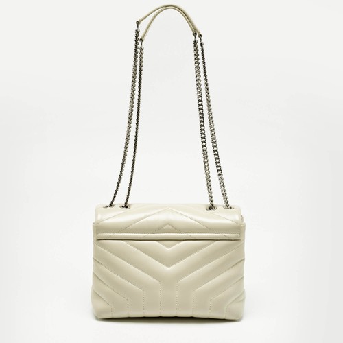 Saint Laurent Off White Quilted Leather Small Loulou Shoulder Bag - Picture 4 of 10