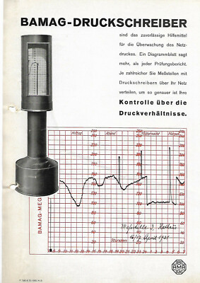 Brochure Bamag Meguin AG Berlin pressure recorder gas lantern gas lamp