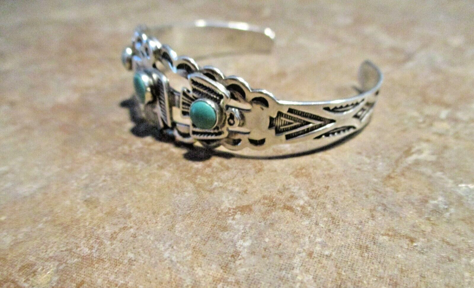 FINE Old Pawn 1950's Navajo Sterling Silver Turqu… - image 9
