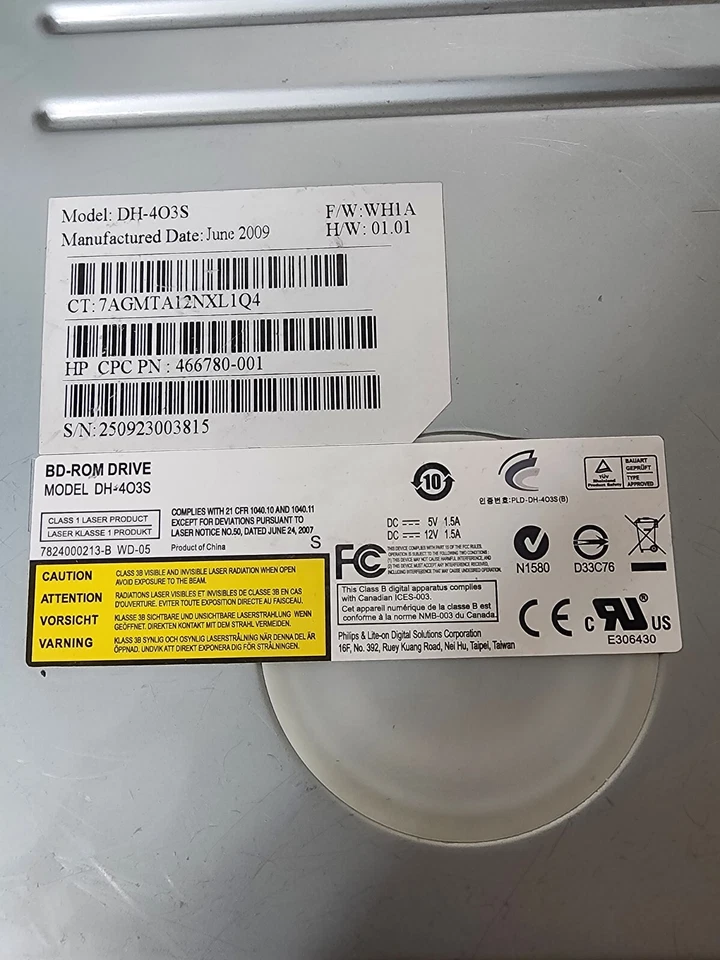 Lite-On DH-4O3S Internal Class 1 BD-ROM DVD-ROM CD-ROM Reader Drive | Works! - Image 2 of 3