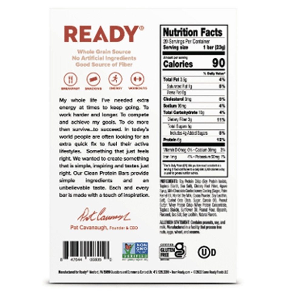 Ready® Clean Protein Bar, Chocolate & Peanut Butter, 20 Count Mini Bars