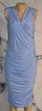 CLUB L Misty Blue Fully Ruched Midi Dress US 12 UK 16 EU 44 Off Shoulder Lined