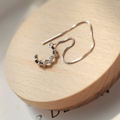 925 Sterling Silver Ear Cuff Threader Chain Line Thread SINGLE Earring A1738 - Picture 5 of 5