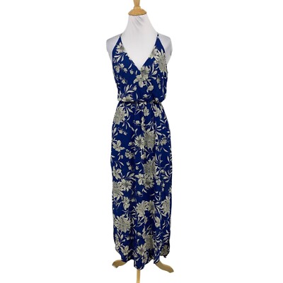 Lush Dress Womens S Small Multi Floral  Racerback Surplice Slit Hem Cinch Waist