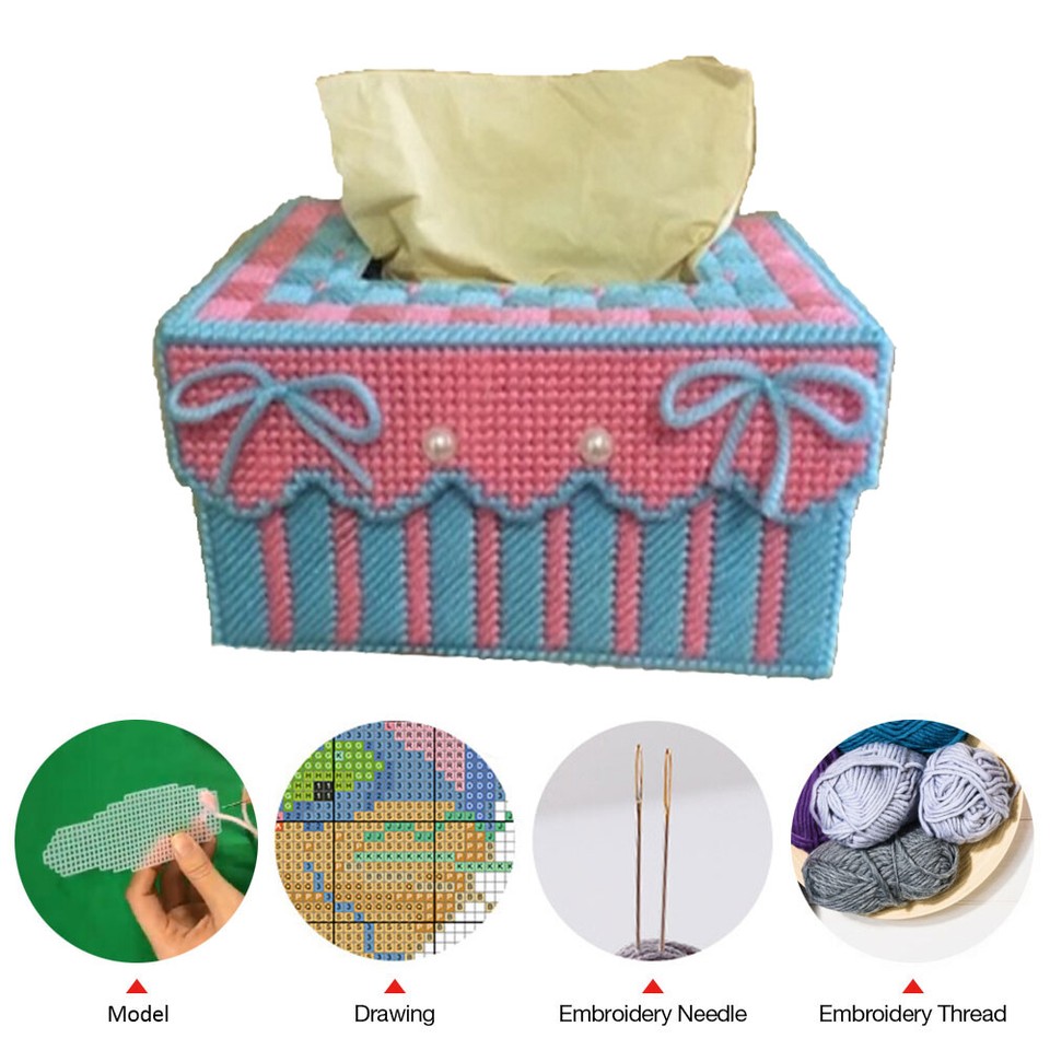 Cross Stitch Tissue Box Tissue Organizer Box Making Kit for Kids Adults