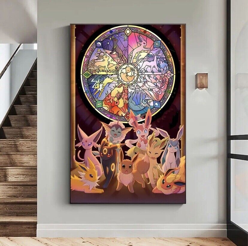 retro Pokémon Eeveelution poster painting print canvas Eevee wall