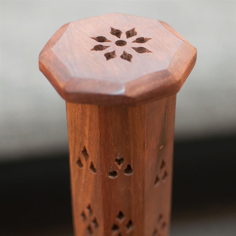 Thumbnail - Räucherturm Blume Holz Räucherstäbchenhalter Turm Räucherkegelhalter