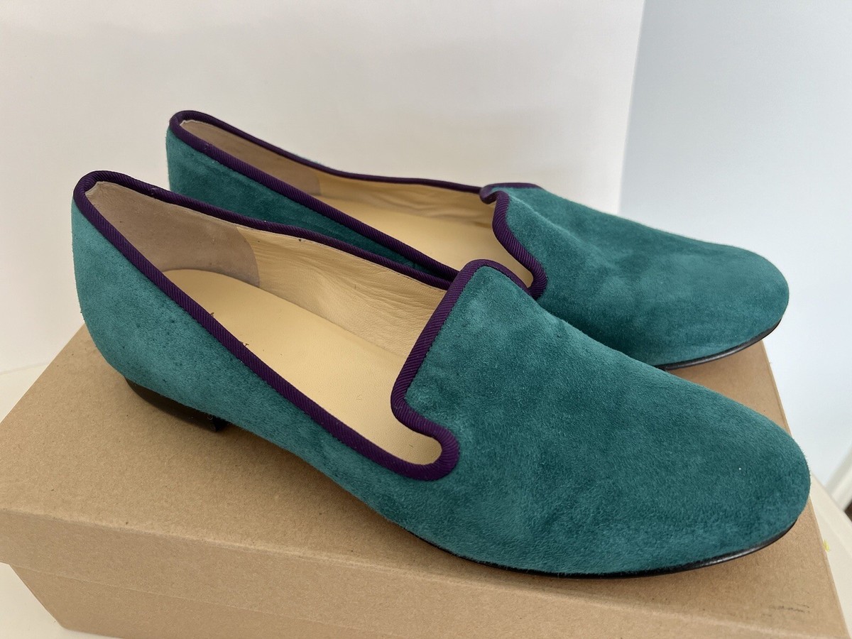 Cole Haan Teal Green Suede Slip On Loafer Flats With Purple Piping Women's  8.5B | eBay
