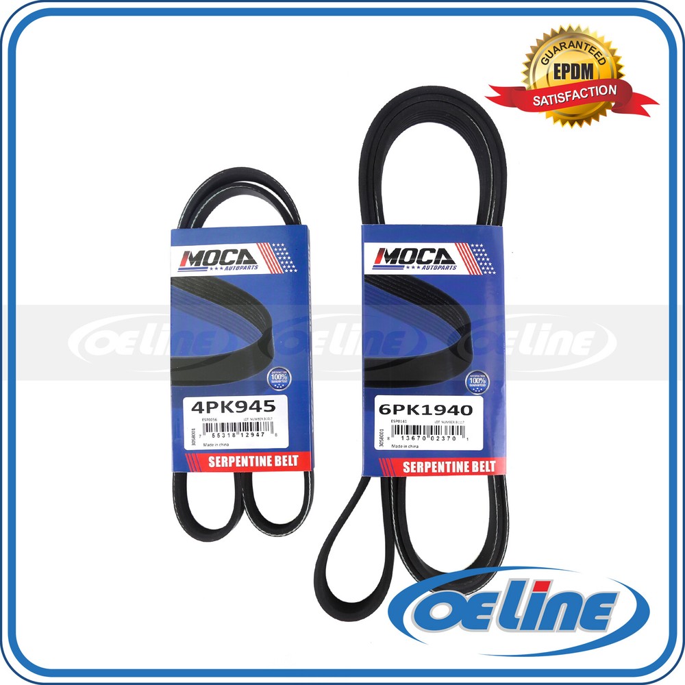 2 PC EPDM Serpentine Belt Set For 06-10 Infiniti M45 AC/Steering/Alternator