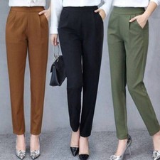 Mujeres Cintura Alta Cigarrillo Pantalones Oficina Trabajo Informales Cónicos Largos Ajustados Pantalones