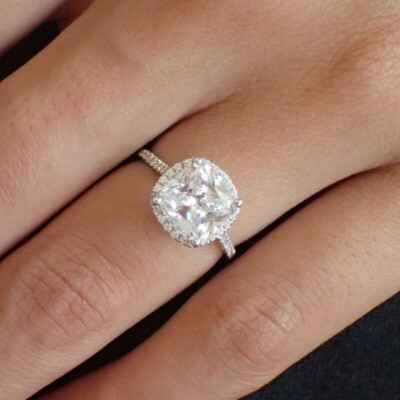 Ct Cushion Cut VVS1/D Diamond Halo Engagement Wedding