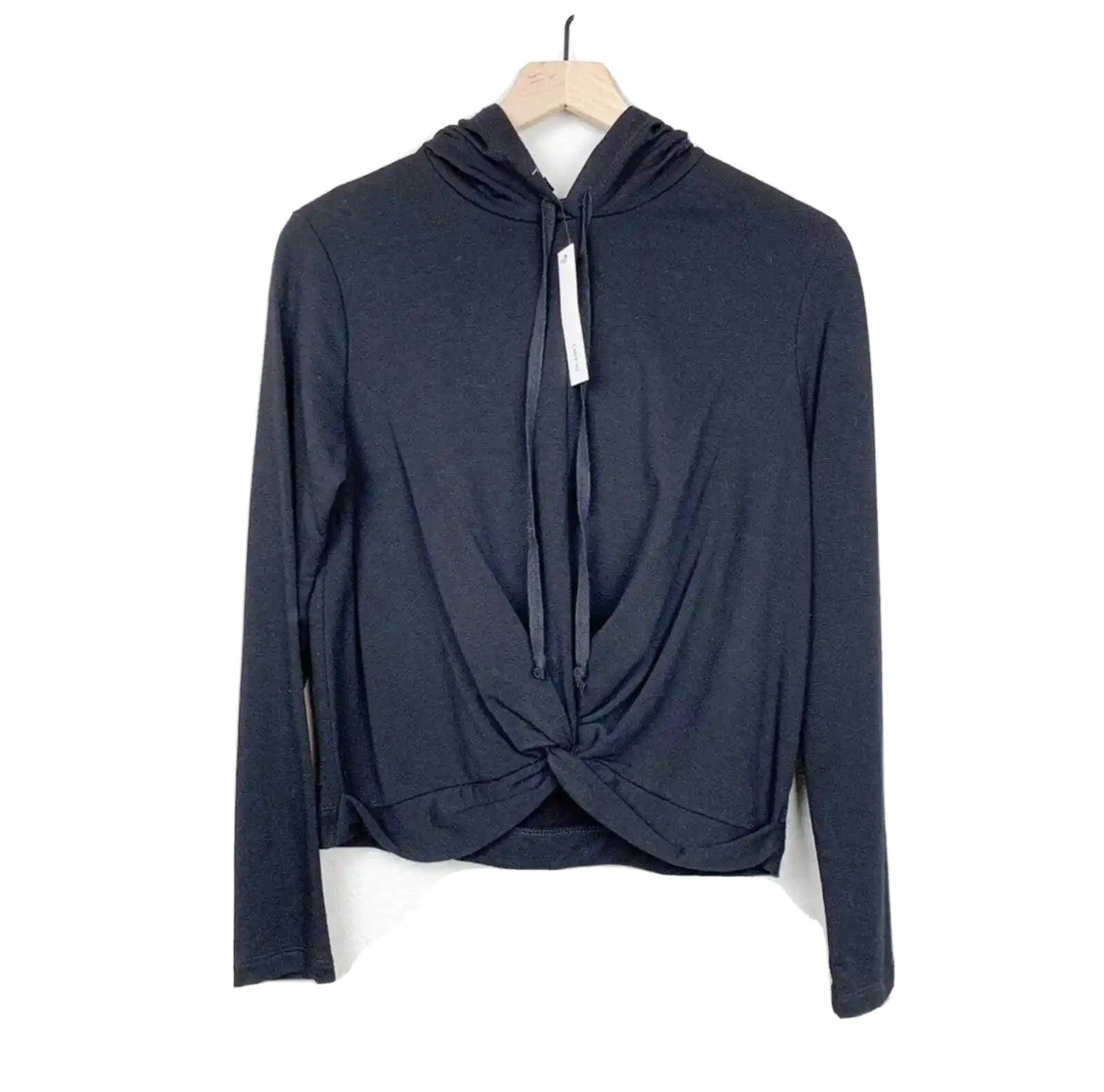 Anthropologie Drew Pullover Hoodie Size Small Black Twist Front