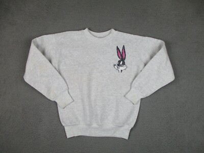 Vintage Looney Tunes Sweater Womens Small Pullover Gray Bugs Bunny 1993 Ladies *