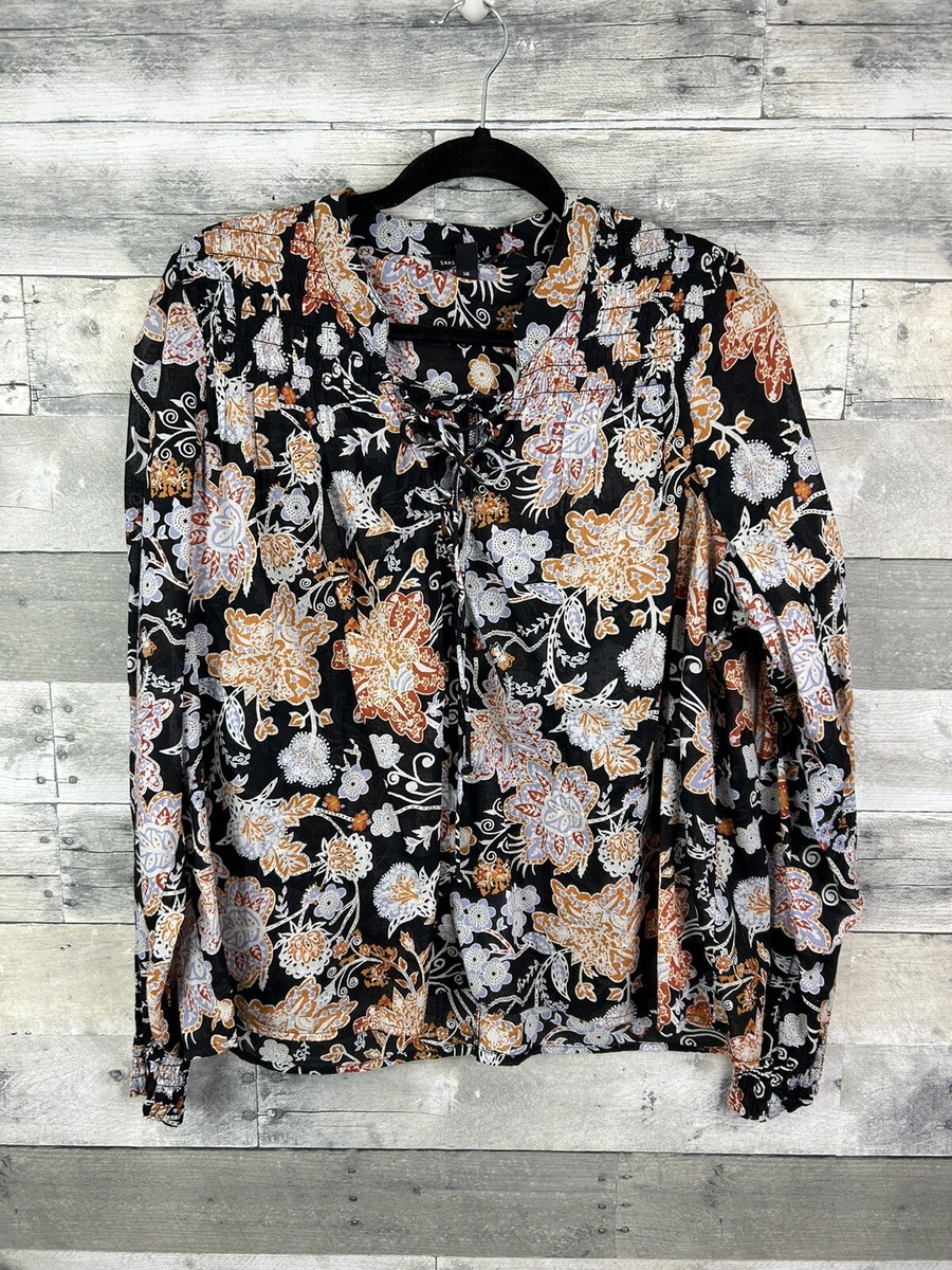 Saks Fifth Avenue Large Long Sleeve Blouse Floral | eBay
