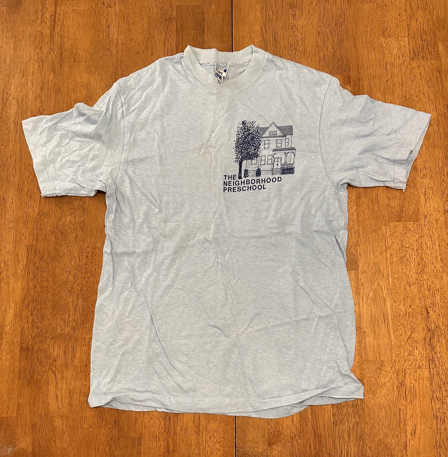 Neighborhood, Vintage 80s The Neighborhood School T Shirt Fits Size Small Single Stitch Stains