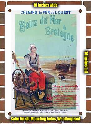 Metal Sign - 1900 West railways Seaside resorts of Brittany - 10x14 Inches