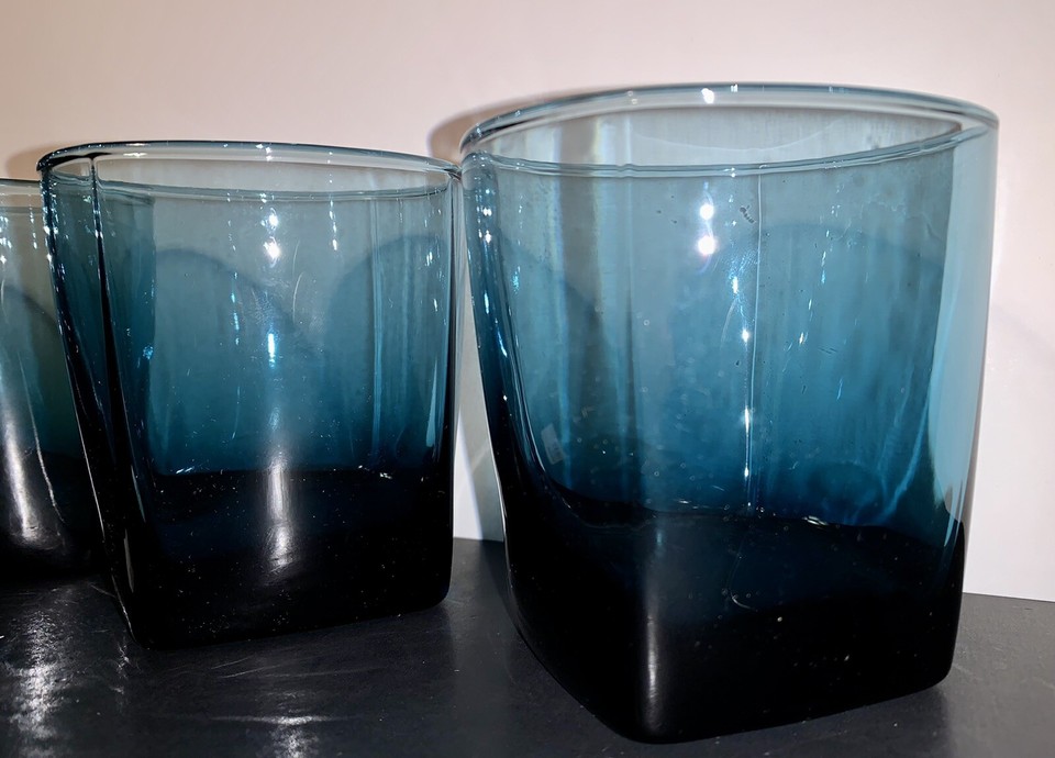 Anchor Hocking Rio Coastal Blue Glasses Old Fashioned Cocktail Lowball