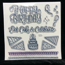 Eat Cake & Celebrate D1731 CTMH Close to My Heart Acrylic Stamps set Birthday