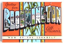 Greetings from Bloomington Illinois FRIDGE MAGNET travel souvenir "style B"