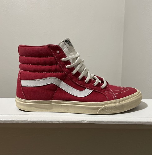 VANS Sk8 Hi Canvas Red White Mens Size 