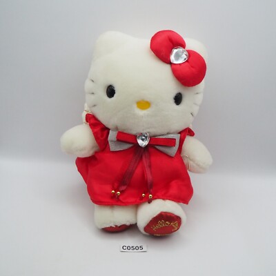 Hello Kitty C0505 Sanrio NTT Red Dress 2000 Plush 8'' Stuffed Toy Doll Japan