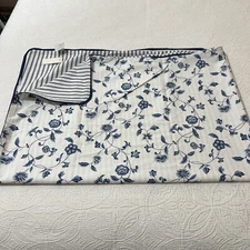 NWT VTG The Company Store Duvet COVER Reversible COTTON Twin White & Blue Floral