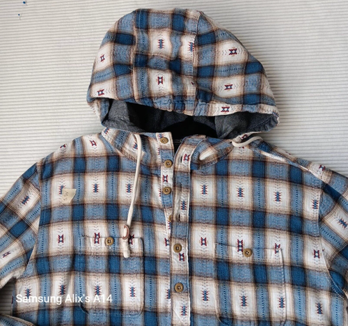 Modern Amusement Mens Size Medium Blue Hooded Long Sleeve Flannel - Bild 4 von 11